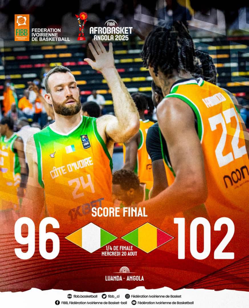 Le Mali bat la Côte d'Ivoire en quart de finale de l'Afrobasket 2025