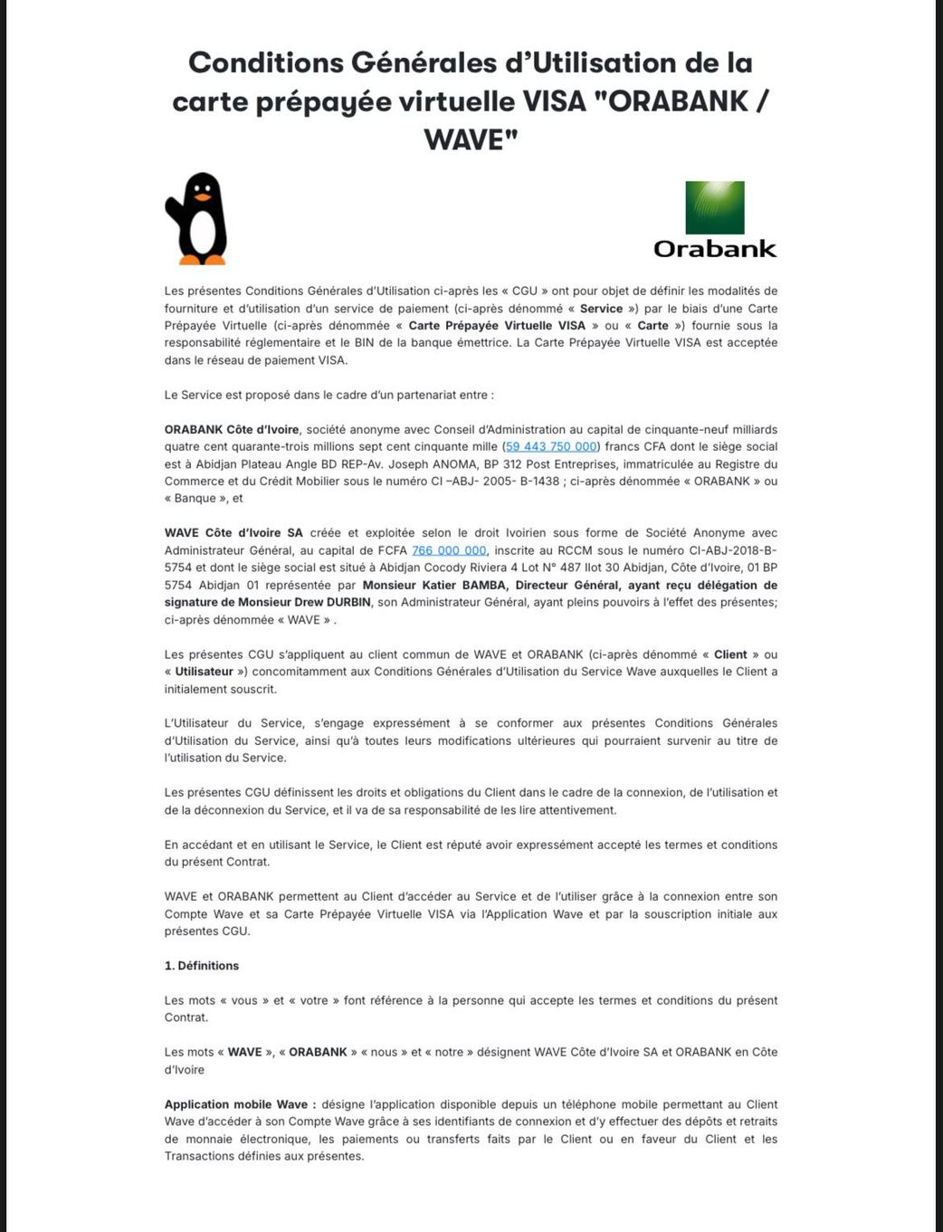 Wave Côte d’Ivoire et Orabank lancent une carte prépayée VISA : une révolution pour les paiements en ligne