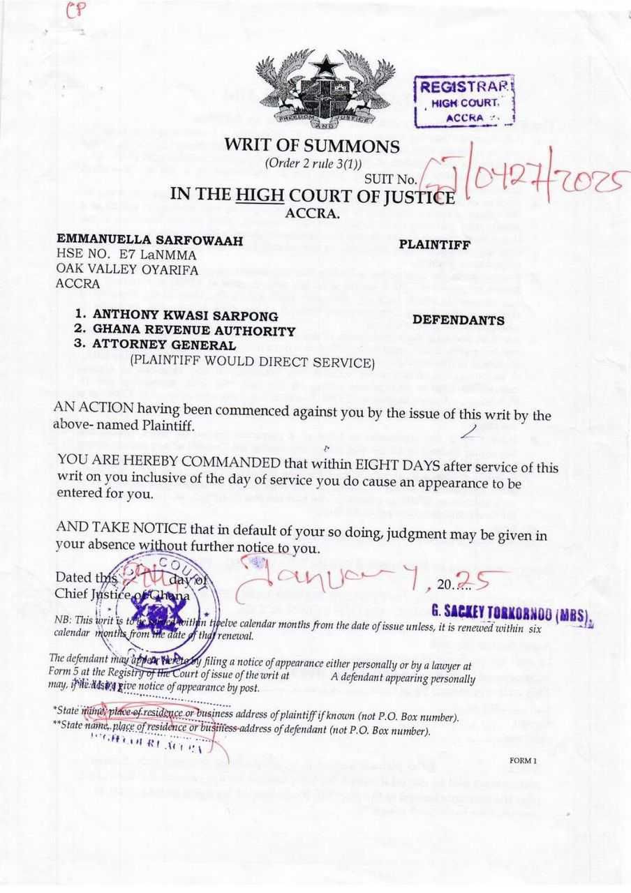 Mahama faces lawsuit over appointment of Anthony Sarpong as GRA boss