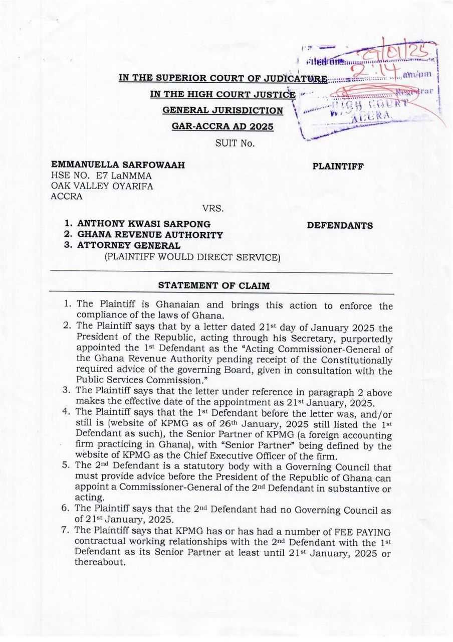 Mahama faces lawsuit over appointment of Anthony Sarpong as GRA boss