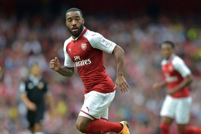 Arsenal's triker Alexandre Lacazette in action during the pre-season friendly football match against Sevilla at The Emirates Stadium in north London on July 30, 2017