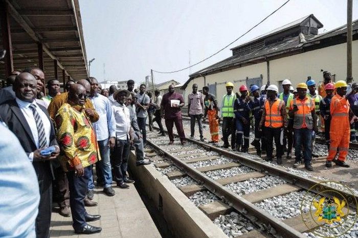 President Akufo-Addo inspecting railway line