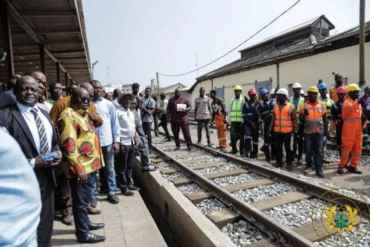President Akufo-Addo inspecting railway line