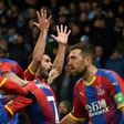 Crystal Palace's Luka Milivojevic celebrates scoring his side's third goal in a shock win at Manchester City