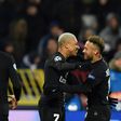 Paris Saint-Germain attacking trio Neymar, Kylian Mbappe and Edinson Cavani all scored as PSG topped Champions League Group C and qualified for the last 16