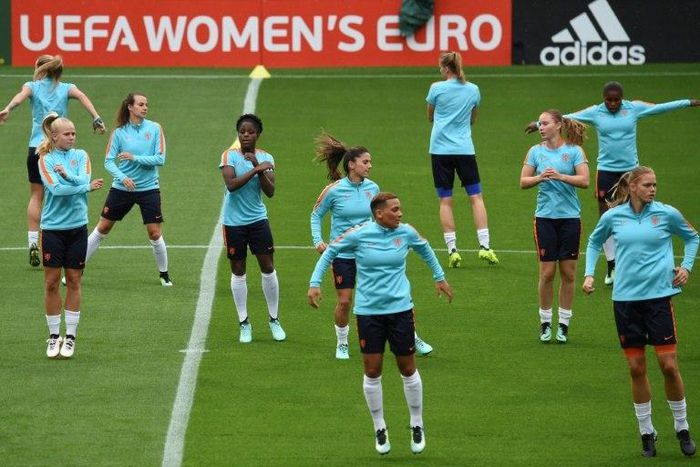 Netherlands' football team attends a training session at FC Twente stadium in Enschede, on August 2, 2017 on the eve of the UEFA Women's Euro 2017 match against England
