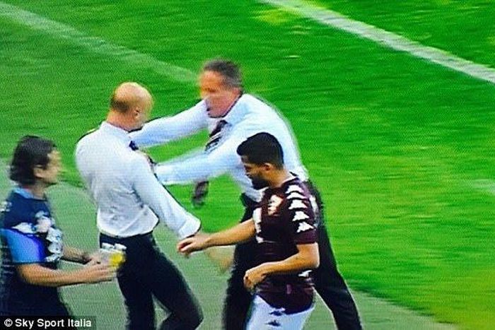 Afriyie Acquah's manager fights his own assistant on the touchline for his substitution