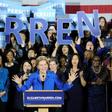 US Senator Elizabeth Warren -- seen here on midterm election day 2018 addressing the crowd at a celebration in Boston -- is a fierce critic of Donald Trump, and is now likely running to unseat him in 2020