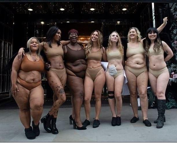 Plus-size women strip to their bikini to protest against Victoria's Secret