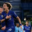 Chelsea's David Luiz celebrates scoring his side's second goal in a shock 2-0 win over Manchester City