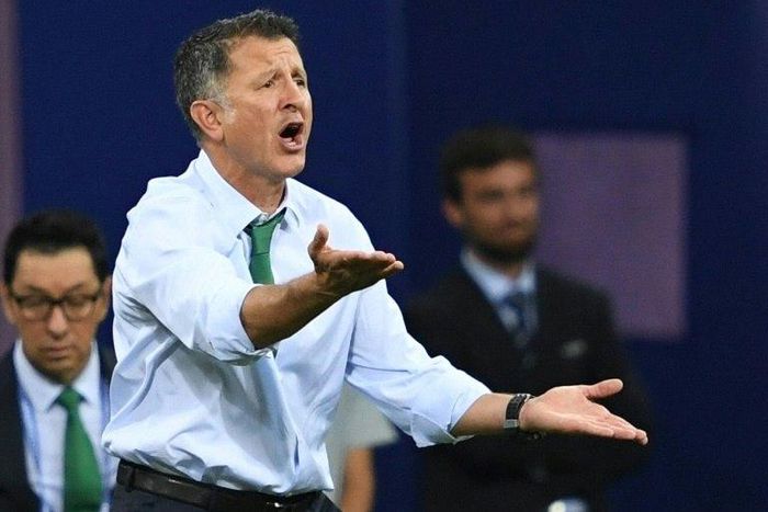 Mexico's coach Juan Carlos Osorio, pictured in June 2017, has been suspended for six matches after he was aggressive and insulting towards match officials during the team's Confederations Cup match against Portugal