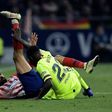 Atletico Madrid forward Diego Costa in a tangle with Barcelona's Samuel Umtiti