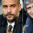 Pep Guardiola (left) is preparing to go head to head with Manuel Pellegrini, his predecessor at Manchester City
