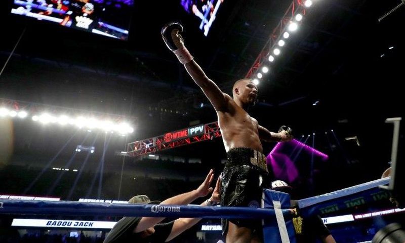 Badou Jack celebrates after dominating British star Nathan Cleverly from start to finish