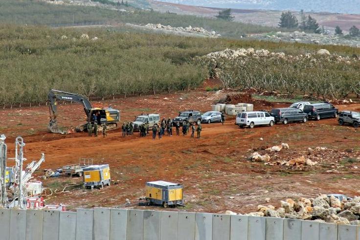 The Israeli military is seen searching for Hezbollah tunnels on the border with Lebanon on December 5, 2018