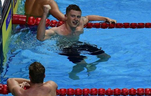 Great Britain's Adam Peaty clocked a new championships record of 57.47 seconds in the men's 100m breaststroke final on July 24, 2017