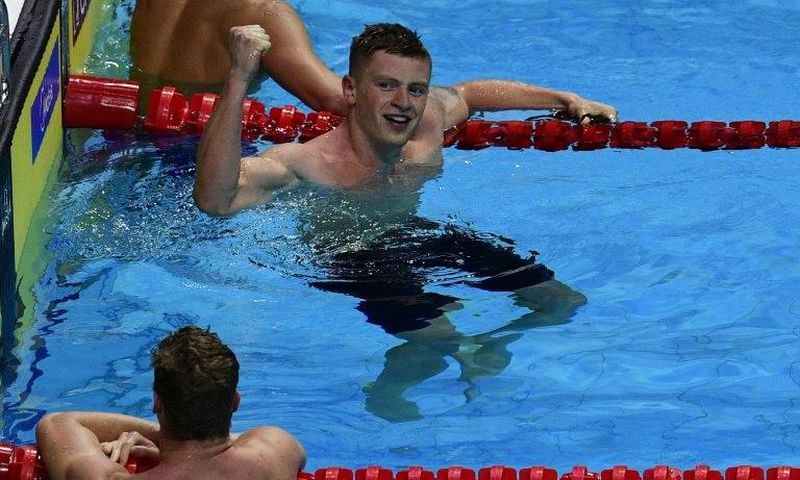 Great Britain's Adam Peaty clocked a new championships record of 57.47 seconds in the men's 100m breaststroke final on July 24, 2017