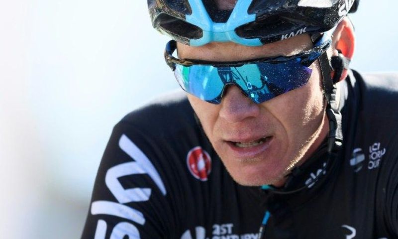 Britain's Chris Froome of team Sky reacts after the fourth stage of Tour de Romandie UCI protour cycling race, a 163,5 km ride from Domdidier to Leysin on April 29, 2017 in Leysin