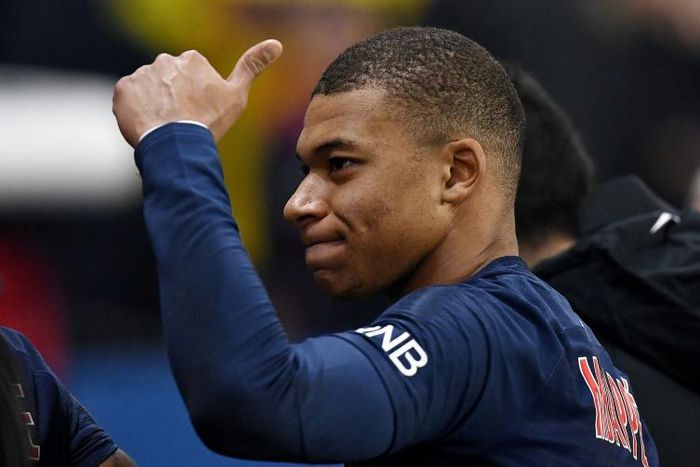 Kylian Mbappe after his winning goal against Nantes