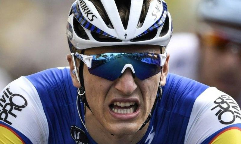 Germany's Marcel Kittel crosses the finish line at the end of the seventh stage of the Tour de France on July 7, 2017