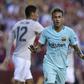 Barcelona's Neymar celebrates after scoring a goal during their International Champions Cup (ICC) friendly match against Manchester United, at the FedExField in Landover, Maryland, on July 26, 2017