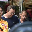 British divers John Volanthen, left, and Richard Stanton have been awarded Britain's George Medal for helping save a junior football team stranded in a flooded cave in Thailand