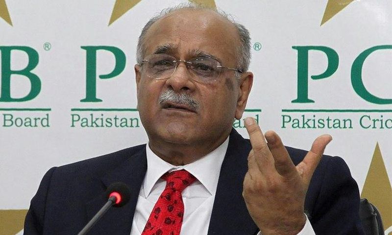 Chairman of the Pakistan Cricket Board (PCB) Najam Sethi pictured during a press conference in Lahore on August 9, 2017
