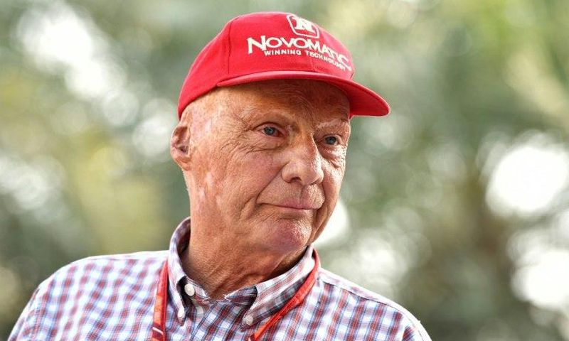 Mercedes F1 chairman Niki Lauda looks on in the paddock ahead of the Formula One Bahrain Grand Prix at the Sakhir circuit in the desert south of the Bahrain's capital, Manama, on April 14, 2017