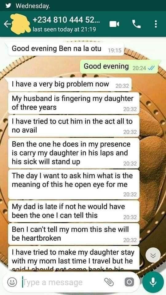 Woman seeks help as husband keeps sexually abusing their 3-year-old daughter