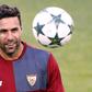 Then-Sevilla goalkeeper Salvatore Sirigu takes part in a training session on the eve of the UEFA Champions League football match against Juventus September 13, 2016