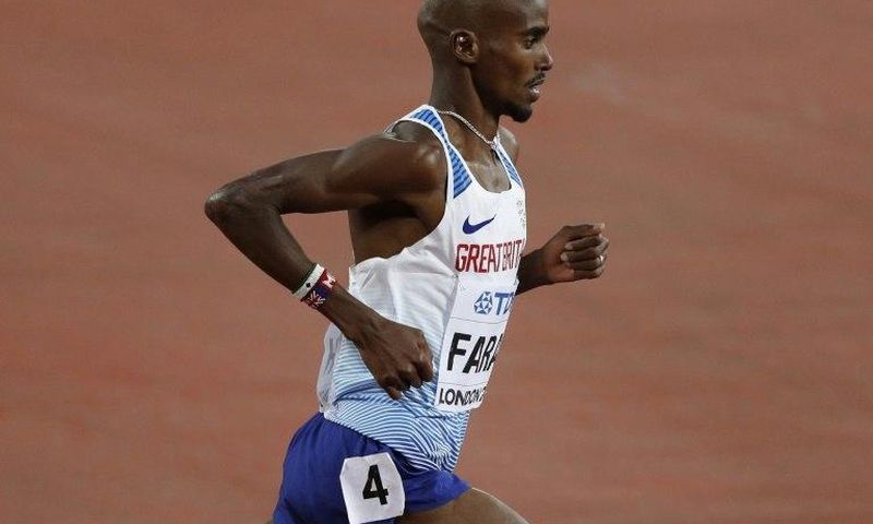 Britain's Mo Farah competes in the final of the men's 5000m athletics event at the 2017 IAAF World Championships at the London Stadium in London on August 12, 2017