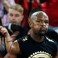 Floyd Mayweather Jr. holds a media workout at the Mayweather Boxing Club on August 10, 2017 in Las Vegas, Nevada
