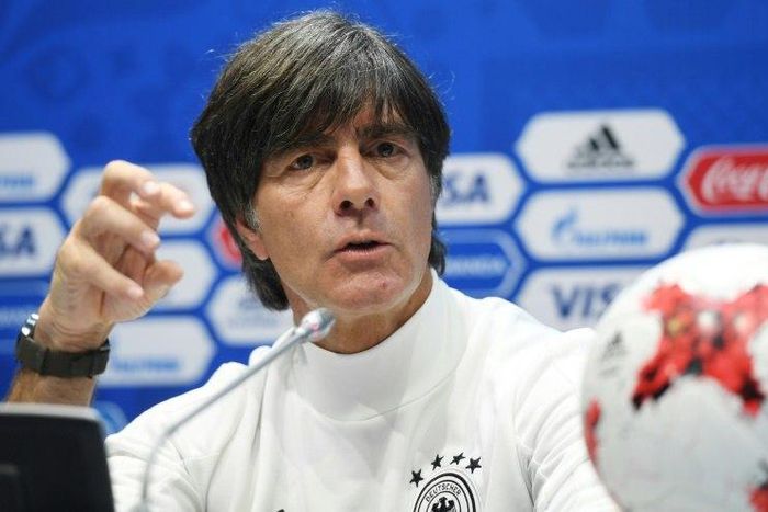 Germany's coach Joachim Loew gives a press conference in Sochi on June 28, 2017 on the eve of the Russia 2017 FIFA Confederations Cup semi-final match between Germany and Mexico