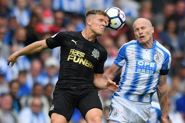 Huddersfield Town's Aaron Mooy (right) in action during the Premier League match against Newcastle United on August 20, 2017