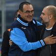 Chelsea boss Maurizio Sarri Manchester City manager Pep Guardiola