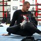 Russia's Sergey Kovalev stretches before a workout at the Boxing Laboratory in Oxnard, California, on May 30, 2017