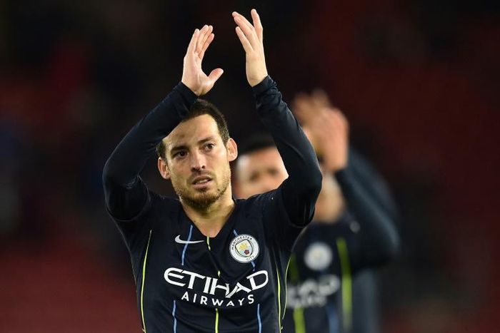 David Silva, who opened the scoring in Manchester City's 3-1 win away to Southampton on Sunday, applauds fans after full-time at St Mary's