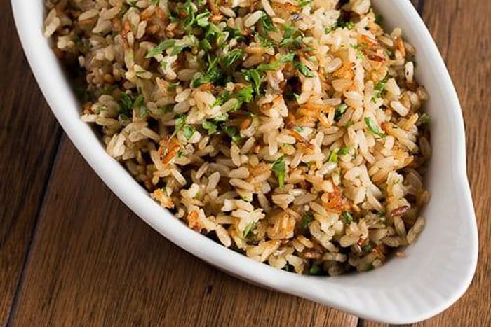 Baked brown rice