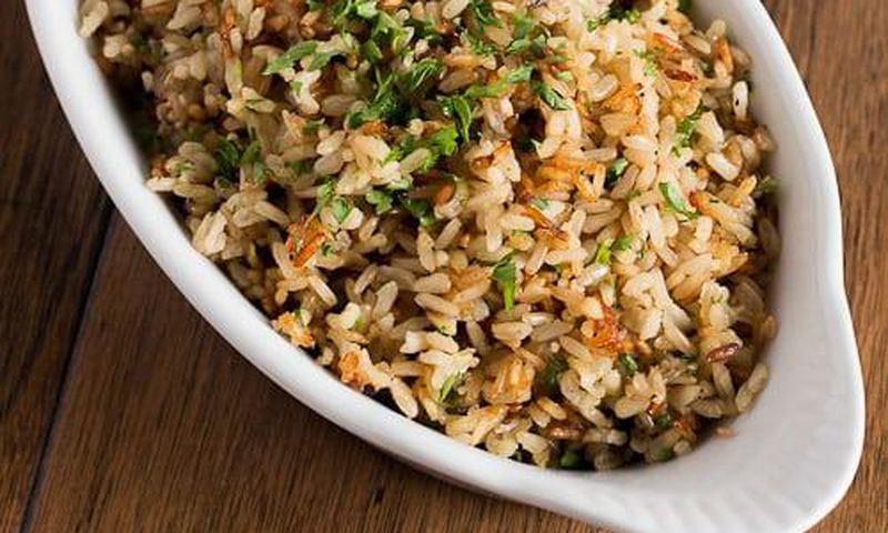 Baked brown rice