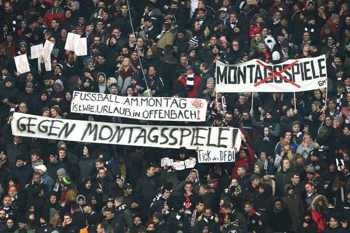Eintracht Frankfurt fans protested during their Monday match against Leipzig in February