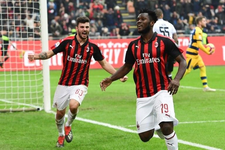 Patrick Cutrone (L) and Franck Kessie (R) scored for AC Milan in a comeback win over Parma.