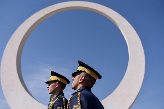 Kosovo will vote on whether to turn its own lightly-armed emergency response force, known as Kosovo Security Force (KSF), seen here in a ceremony, into a professional army. 