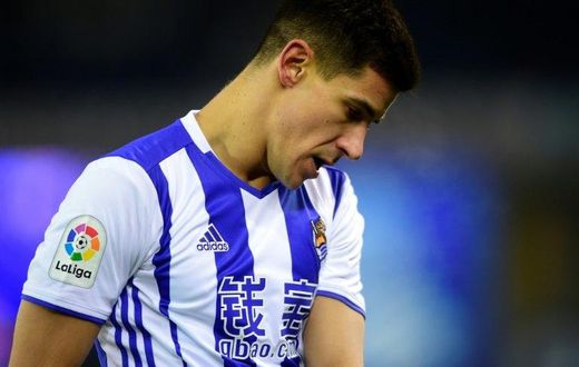 Real Sociedad's defender Yuri Berchiche looks downwards during the Spanish league football match against Sevilla FC January 7, 2017