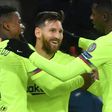 Barcelona's Lionel Messi celebrates scoring in his side's 2-1 victory over PSV Eindhoven to claim top spot in their Champions League group