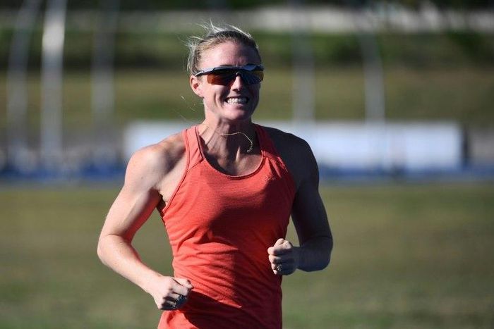 Sally Pearson of Australia trains ahead of next month's world athletics championships in London