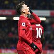 Liverpool's Roberto Firmino celebrates his goal against Watford