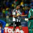 TP Mazembe duo Koffi Kouame (L) and Sylvain Gbohouo celebrate winning the 2017 CAF Confederation Cup