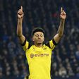 Borussia Dortmund winger Jadon Sancho celebrates after scoring the winning goal in Saturday's 2-1 derby win at rivals Schalke.
