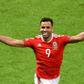 Hal Robson-Kanu, pictured in 2016, was shown a straight red card following an aerial challenge with Burnley defender Matt Lowton