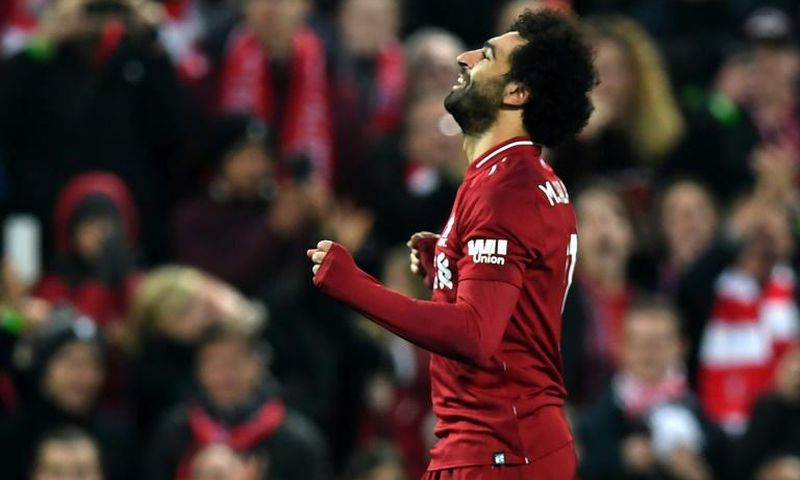 Mohamed Salah celebrates scoring for English Premier League leaders Liverpool. The Egyptian is favourite to win the 2018 African Player of the Year award.